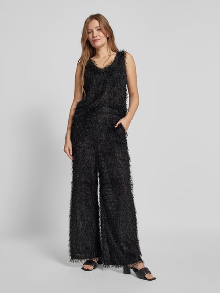 mbyM Straight leg broek in semi-transparant design, model 'Emmetta' Zwart - 1