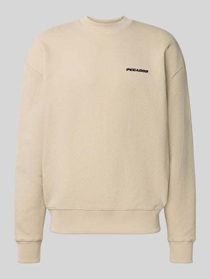 PEGADOR Oversized sweatshirt met logostitching en ronde hals Ecru - 2