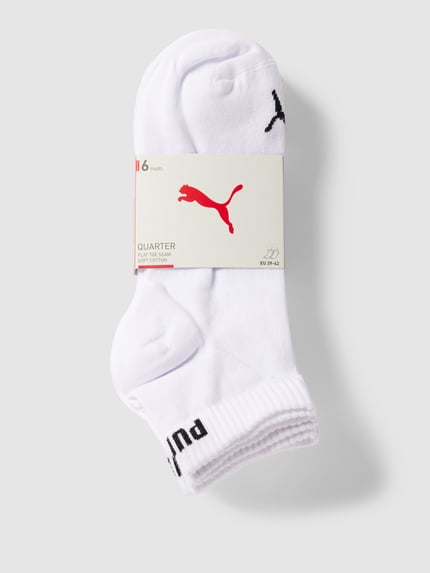PUMA Krótkie skarpety z nadrukiem z logo w zestawie 6 szt. model ‘Quarter Plain’ Biały 3