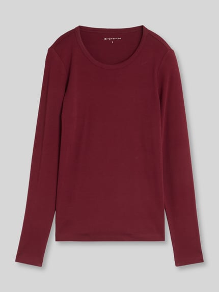 Tom Tailor Regular fit shirt met lange mouwen van puur katoen Bordeaux - 2