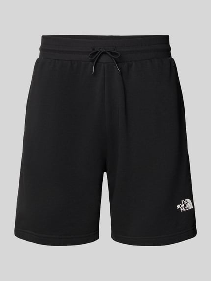 Produktfoto, Shorts met Logo van The North Face, katoenmix, regular fit, elastische band, bandwijdte maat M 41 cm, binnenbeenlengte 18 cm, zwart