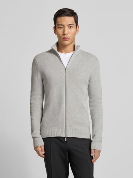 Selected Regular Fit Strickjacke aus reiner Baumwolle Modell 'DANE' Hellgrau 4