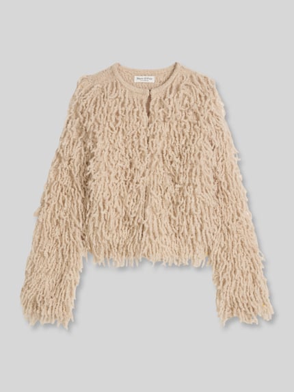 Marc O'Polo Strickjacke aus Wolle Alpaka mit Fransen Stein 2