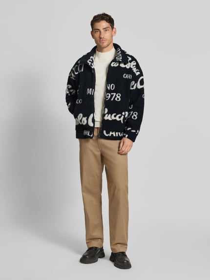 Carlo Colucci Oversized Teddyjacke mit Reißverschluss Black 1