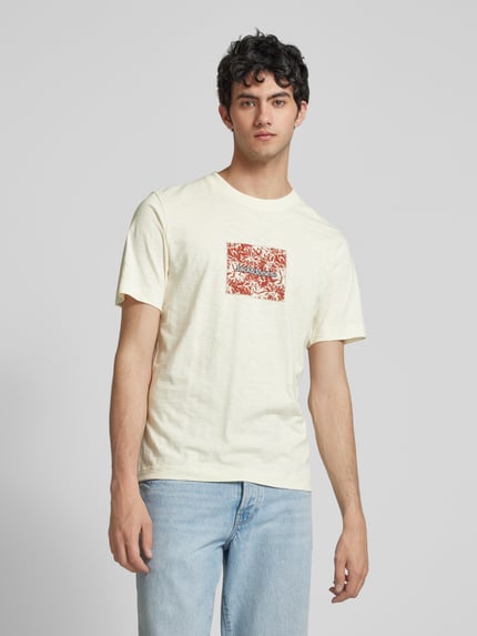 JACK & JONES T-shirt z nadrukiem z logo model ‘SPLIT’ Beżowy 4
