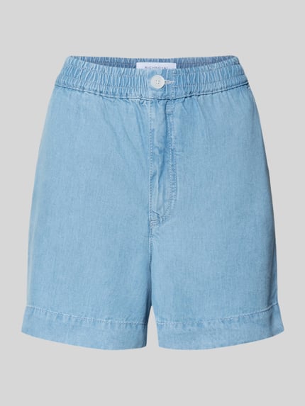 Produktfoto, Shorts aus Lyocell in Denim-Optik van Rich & Royal, regular fit, elastische tailleband, knoopsluiting, lichtblauw, textuur zoals denim, dames shorts