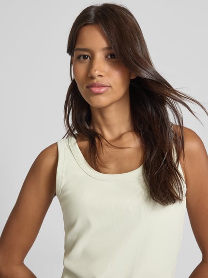 MOS MOSH Tanktop met ribboorden, model 'Casa' Lindegroen - 3