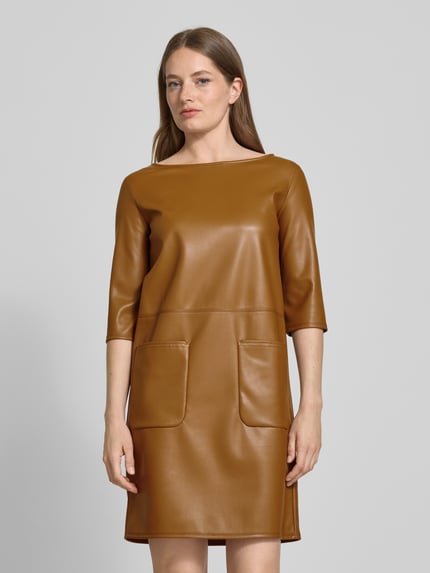 MM by Max Mara Schmales Kleid in Kunstleder Optik Cognac 4