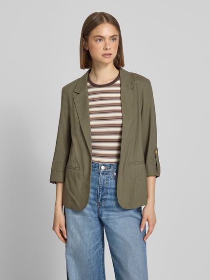 ONLY Żakiet o kroju relaxed fit z mieszanki wiskozy i lnu model 'GOA' Oliwkowy 4