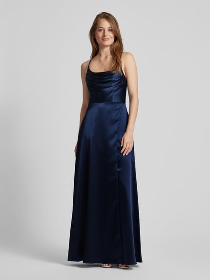 Hey Kyla Avondjurk met watervalhals Donkerblauw - 4