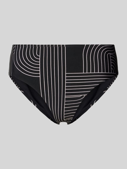Produktfoto, Bikinihose mit grafischem Muster Modell 'LINE SET' von WATERCULT, elastischer Bund, körpernahe Passform, Schwarz-Weiß-Töne