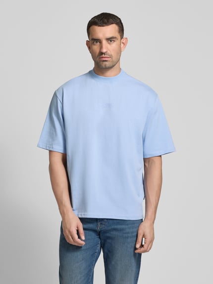 Carlo Colucci Oversized T-Shirt mit Label-Print Hellblau 4