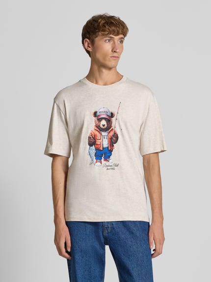 REVIEW T-Shirt mit Motiv-Print Ecru Melange 4