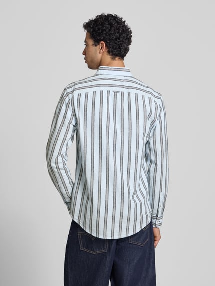 Tommy Jeans Regular Fit Freizeithemd aus Leinen-Baumwoll-Mix Hellblau 5