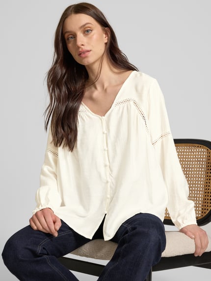 Moves Bluse mit Lochstickerei Modell 'Lilyana' Weiss 3