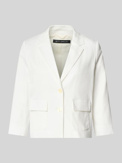Produktfoto, Regular Fit Blazer mit Pattentaschen und 3/4-Arm von Betty Barclay aus Baumwoll-Mix mit Viskose-Anteil in Cremeweiß.