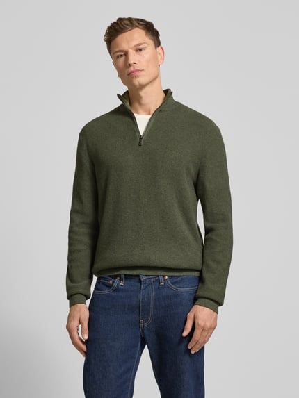 MCNEAL Troyer o kroju slim fit z czystej bawełny Khaki melanż 4