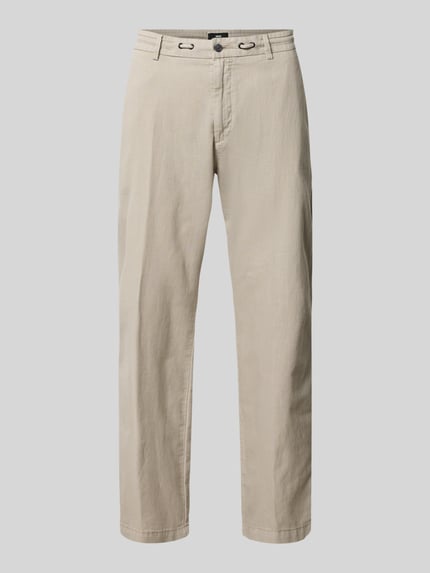 Produktfoto, Hose aus Leinen-Baumwoll-Mix mit Tunnelzug von CINQUE in Beige, Regular-Fit, Modell 'Juli' mit Eingrifftaschen, texturierte Oberfläche.