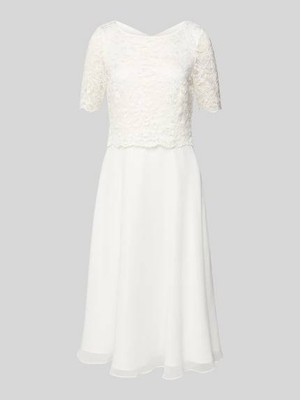 Vera Mont Knielanges Cocktailkleid mit Spitze Offwhite 2