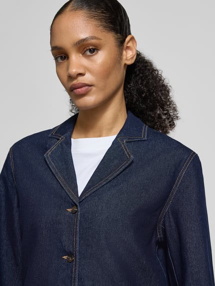 VERO MODA Loose Fit Jeansbluse aus Baumwoll-Mix Modell 'KANIKA' Dunkelblau 3