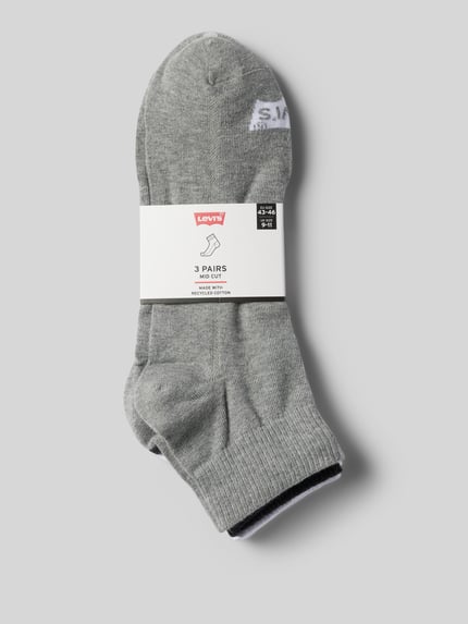 Levi's® Socken mit Label-Detail Modell 'MID CUT BATWING LOGO' im 3er-Pack Mittelgrau 3