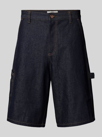 Produktfoto, Baggy Fit Jeansshorts Modell 'ARAGON' von Redefined Rebel aus reiner Baumwolle in Dunkelblau mit Eingrifftaschen, feine Struktur