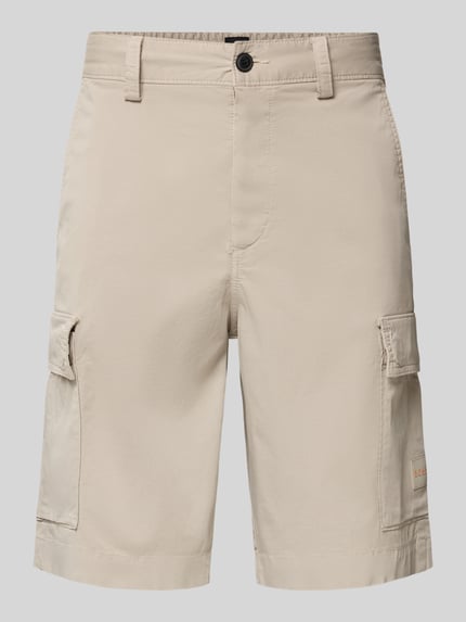 Produktfoto, beige Relaxed Fit Cargoshorts aus Baumwoll-Mix Modell 'SISLA' von BOSS Orange, unifarben, mit Cargotaschen und Label Patch