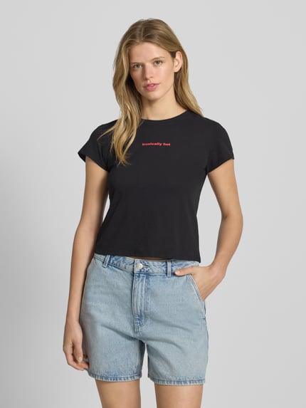 REVIEW T-Shirt mit Statement-Print und Rundhalsausschnitt Black 4