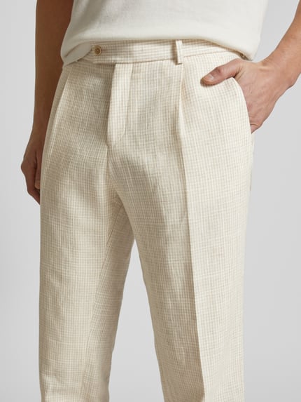 CG – CLUB of GENTS Regular Fit Anzughose mit Leinen-Anteil Modell 'Peter' Beige 3