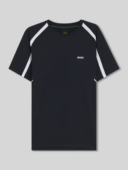 BOSS Green t-shirt sportowy o kroju slim fit z napisem z logo Granatowy 2