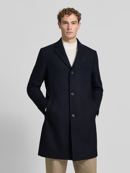 HECHTER PARIS Slim Fit lange jas met reverskraag Marineblauw - 4