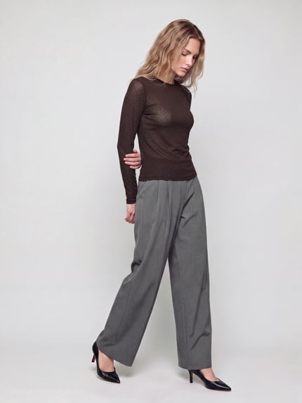 VERO MODA Langarmshirt mit Strasssteinen Schoko Melange 1