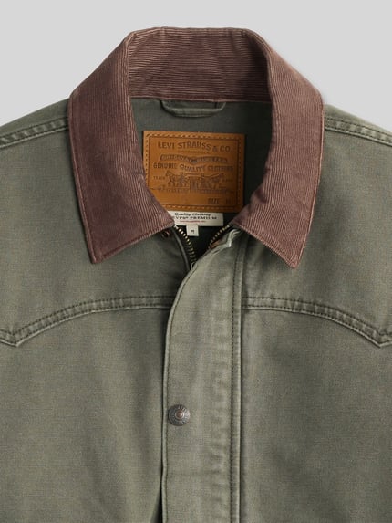 Levi's® Relaxed Fit Jeansjacke aus reiner Baumwolle Modell 'HILLTOP' Oliv 6