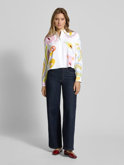 HERZENS Overhemdblouse van zijdemix Ecru - 1