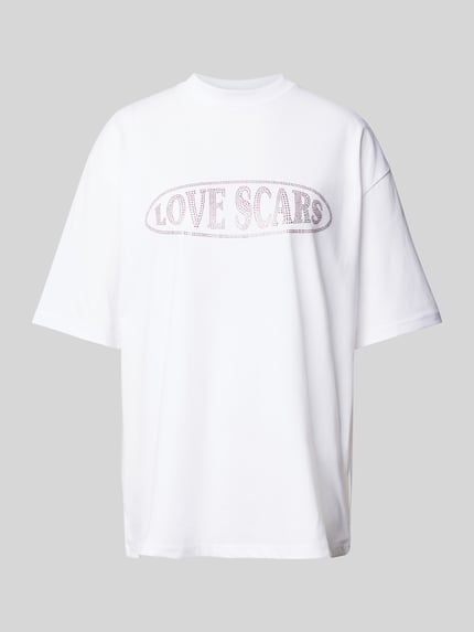 LOVE SCARS T-Shirt mit Strasssteinbesatz Weiss 2