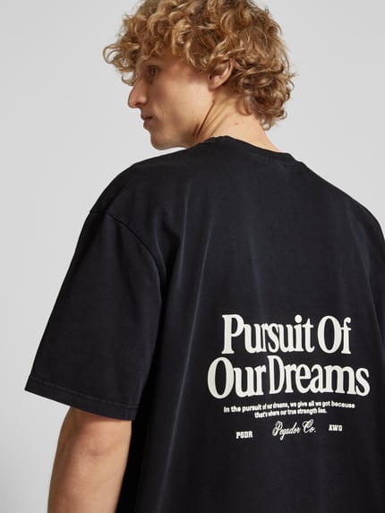 PEGADOR Oversized T-Shirt mit Label-Print Modell 'BROOKE' Anthrazit 3