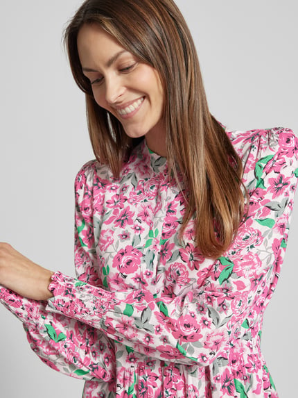 YAS Midi-jurk met opstaande kraag, model 'ALIRA' Felroze - 3