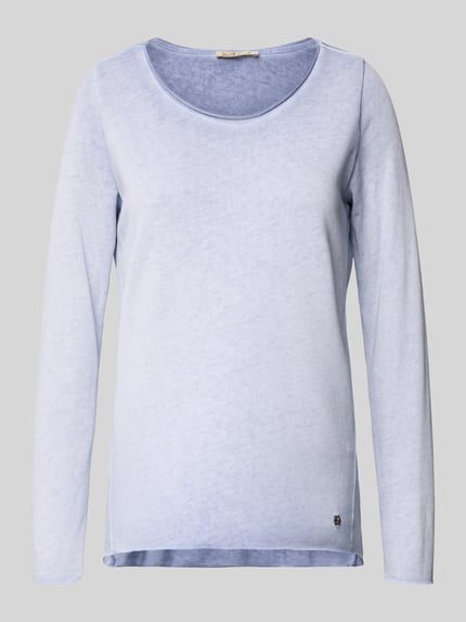 Produktfoto, hellblauer Strickpullover mit Rollsaum von Smith and Soul aus Baumwoll-Mix, Regular Fit, Rundhalsausschnitt, dezente Struktur