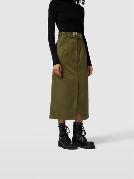 Rabanne Spódnica midi z rozcięciem Khaki 4