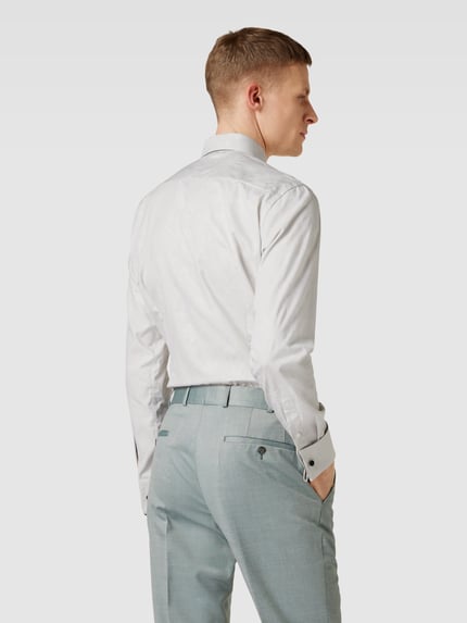 Eton Slim Fit Smokinghemd aus hochwertiger Baumwolle Modell 'FLORAL JACQUARD' Hellgrau 5