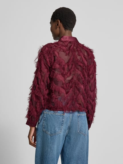Selected Regular fit overhemdblouse in semi-transparante look, model 'MYLINE' Prune - 5