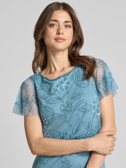 Adrianna Papell Avondjurk met paillettenafwerking Bleu - 3
