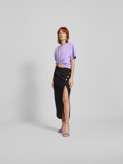 Rabanne Kort t-shirt met rimpelingen Lila - 1