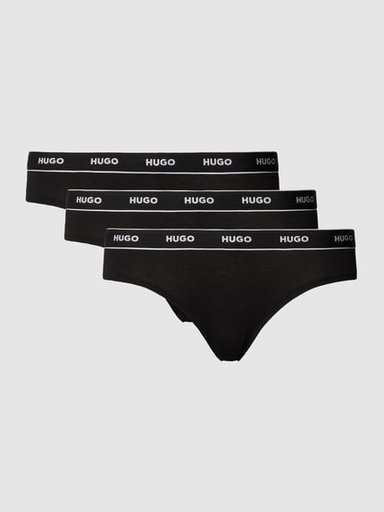 HUGO Figi z nadruk z logo w zestaw 3 szt. Czarny 2