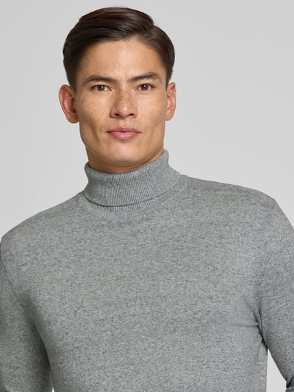 Selected Rollkragenpullover mit gerippten Abschlüssen Mittelgrau Melange 3