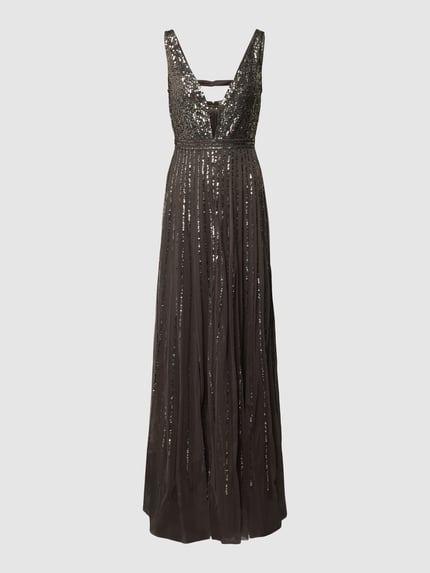 Lace & Beads A-Linien Abendkleid mit Paillettenbesatz Mittelgrau 2