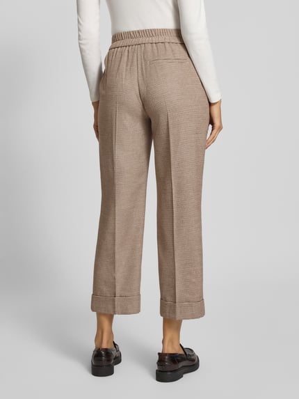 OPUS Broek met omslag en persplooien, model 'Maikito Pepita' Middenbruin - 5