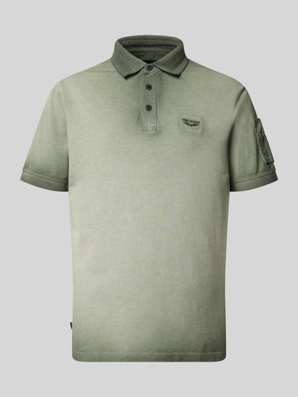 Produktfoto, Regular Fit Poloshirt mit Label-Stitching von PME Legend aus Reine Baumwolle in Grün mit Knopfleiste, Rückenlänge 72 cm, Größe M