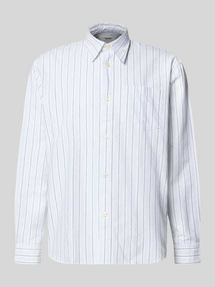 Produktfoto, Relaxed Fit Freizeithemd aus reiner Baumwolle Modell OXFORD SHIRT von Selected Homme, biały, wzór w paski, kołnierzyk typu kent, bawełna