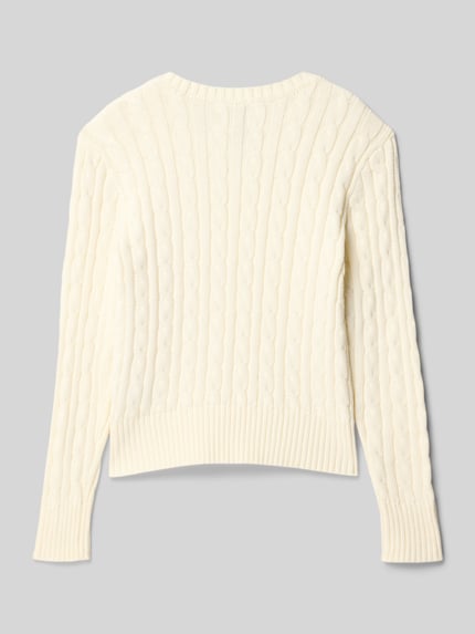 Polo Ralph Lauren Teens Sweter z dzianiny ze ściegiem warkoczowym i wyhaftowanym logo Biały 3